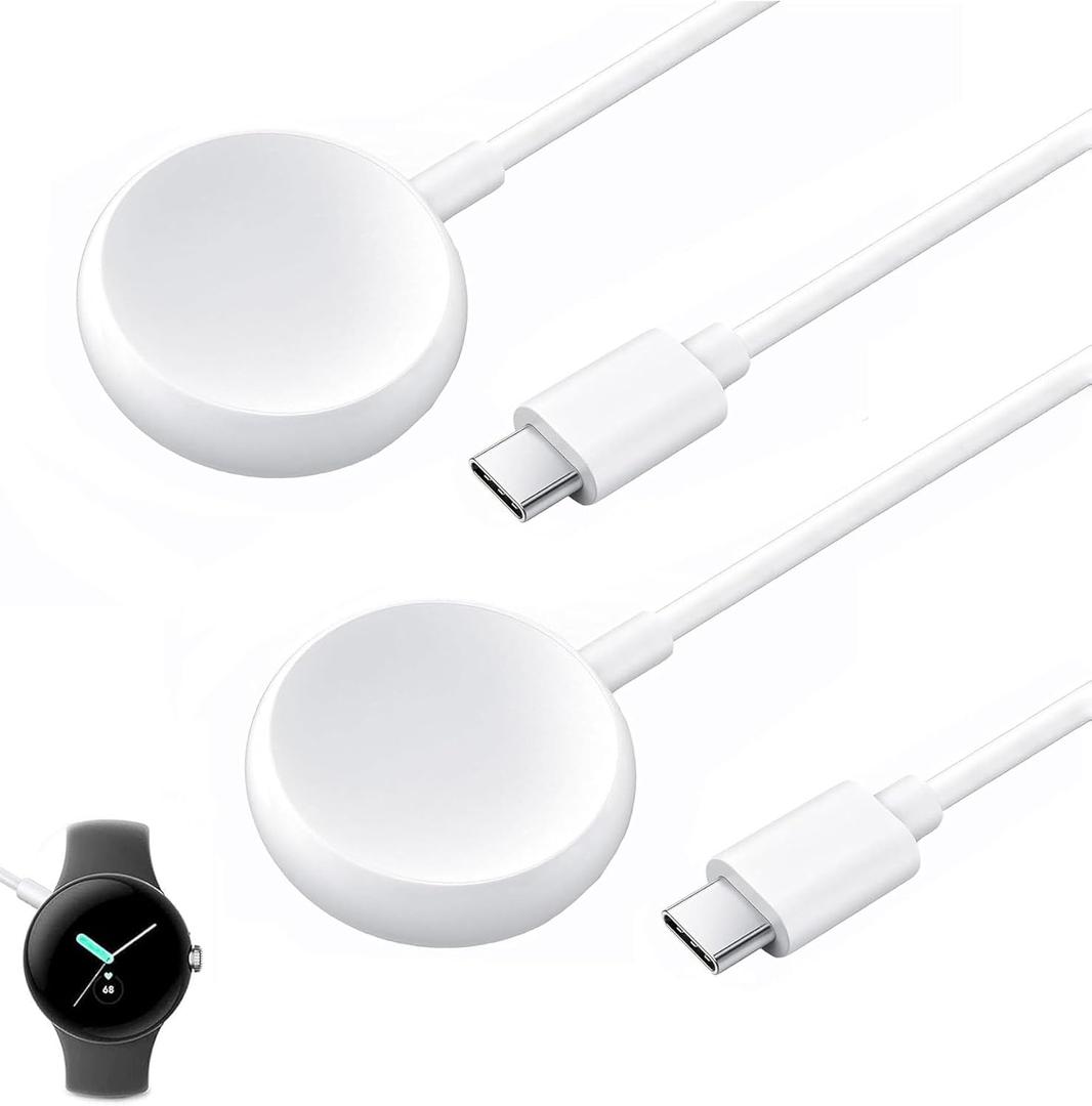 2Pcs USB C Watch Charger Cable for Google Pixel-Watch, Replacement Charging Cable Cord Stand ONLY for Google Pixel Smartwatch, 3.3FT, White