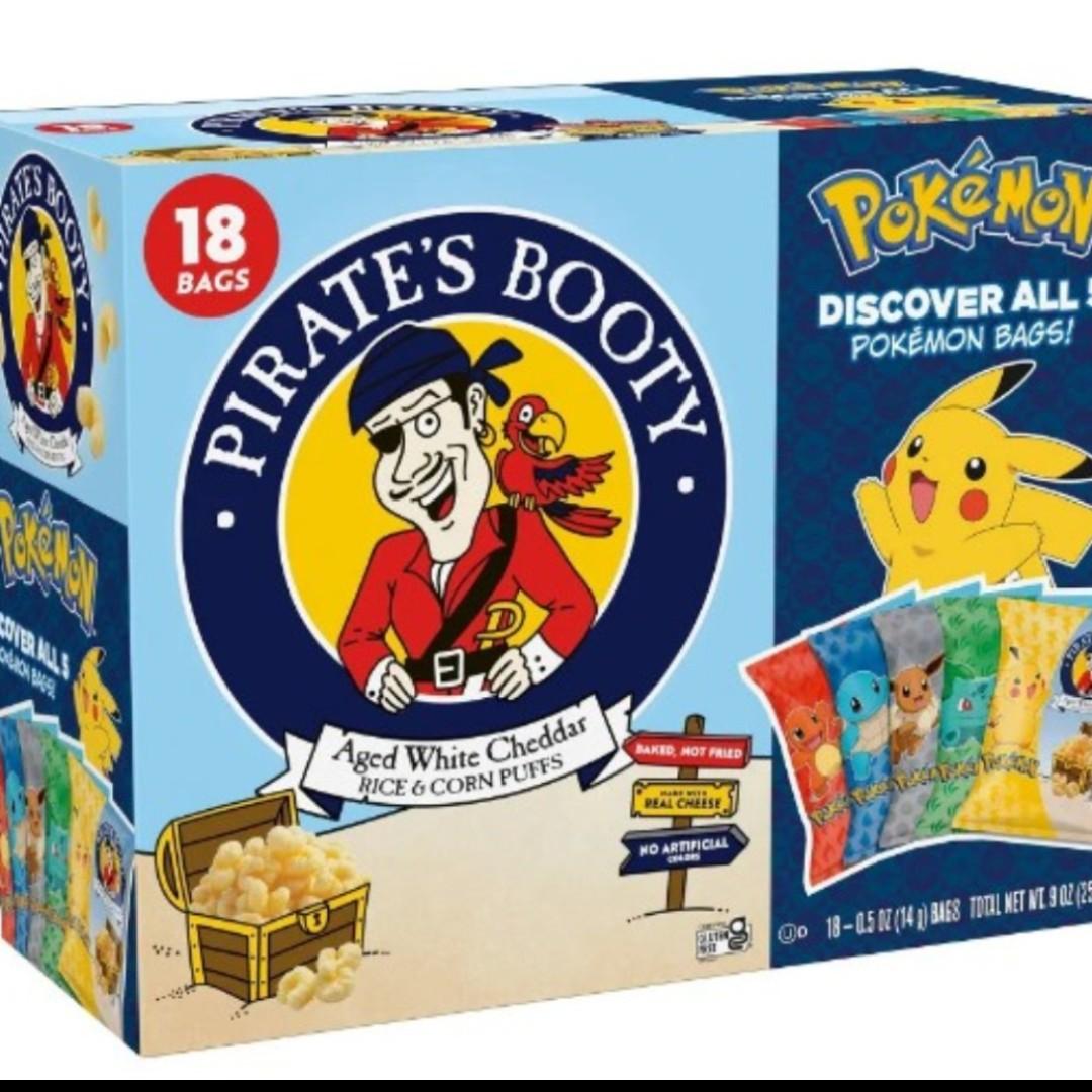 Pack of 3, Pirate's Booty Aged Chips White Cheddar Puffs Snack Multipack Pokémon - 9oz/18ct, Best By: 01/26/26