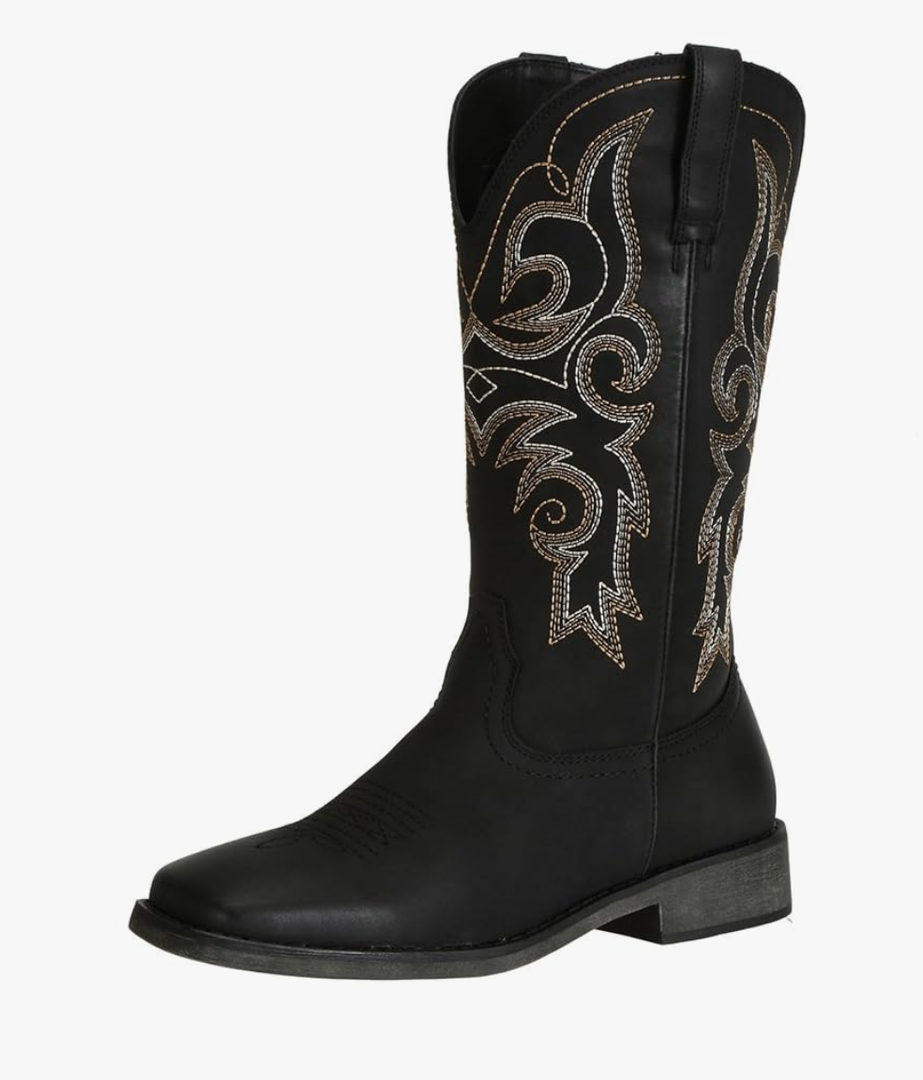 SheSole Women's Wide Width Cowboy Boots Square Toe Mid Calf Western Cowgirl Boots, Size 5.5
