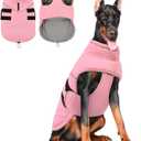 Peferhouse Dog Warm Winter Coats for Large Dogs Female, Dog Cold Weather Coat Dog Windproof Reflective Jacket with Harness Hole Thick Dog Vest Jacket Pink 4XL