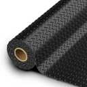 StellarStar 10x20 FT Garage Floor Mat, 2.8mm Thickened PVC Flooring Roll for Under Car, 200 SQFT Diamond Plate Black Garage Mats for Garage, Warehouse, Basement, Factory, Trailer (Include Tapes)