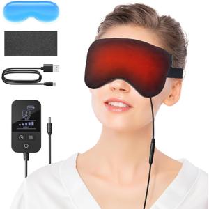 Heated Eye Mask - Rechargeable Electric Eye Mask for Dry Eyes, 2500 mAh Large Battery & Washable Cover, Eye Pad for Sleeping