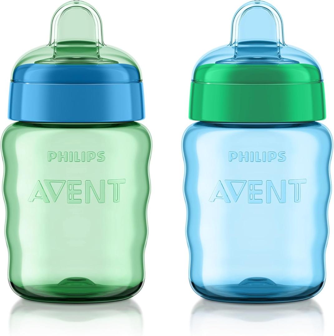 Philips AVENT My Easy Sippy Cup with Soft Spout and SpillProof Design, Blue/Green, 9oz, 2pk, SCF553/25