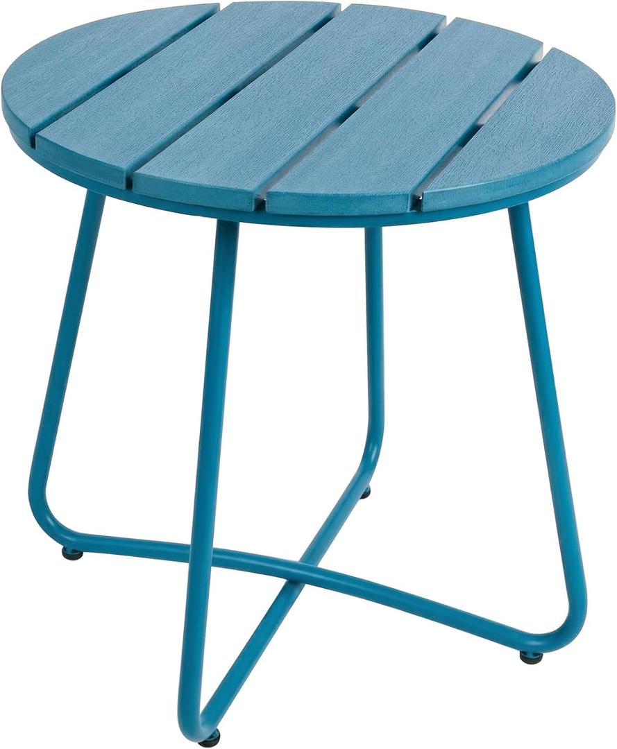 danpinera Outdoor Side Tables, HDPS Patio Table with Metal Legs, 18"L × 18"W × 18.11"H