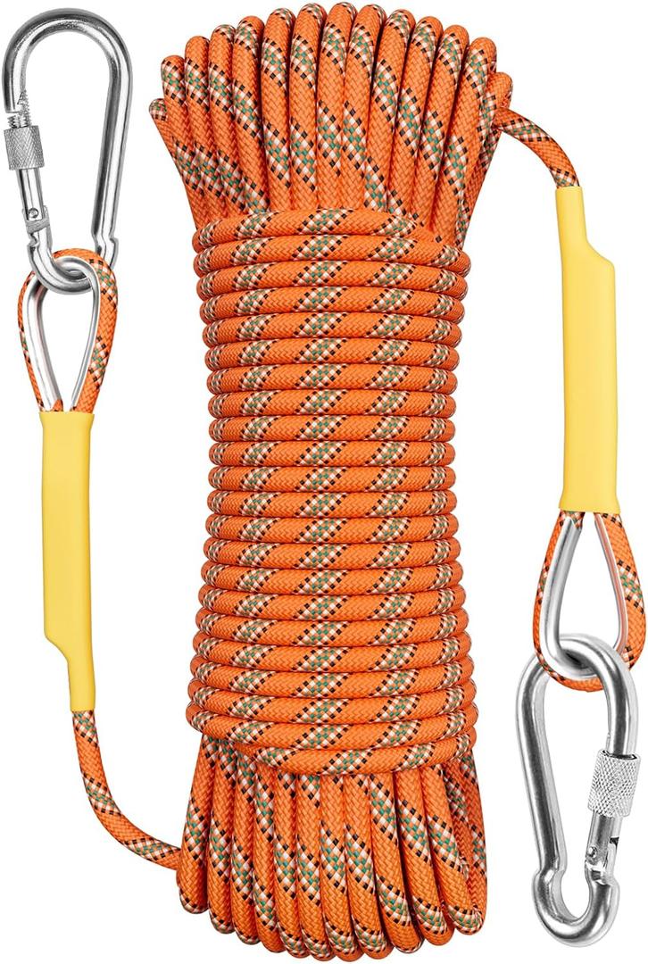 X XBEN Outdoor Climbing Rope 10M(32ft) 20M(64ft) 30M(96ft) 50M(160ft) 70M(230ft) 152M(500FT) 352M(1000FT) Static Rock Climbing Rope for Escape Rope Ice Climbing Equipment Fire Rescue Parachute (Orange)
