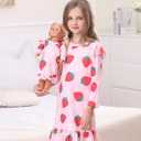 Bow Dream Girl Dress Cute and Matching American Girl Doll Clothes for Girls Pink Strawberry (Pink)