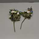 5 Stems 10 Heads Artificial Flowers Small Roses with Leaf Bouquet for Valentines Decoration Kitchen Wedding Office (2 Pack, Blue)