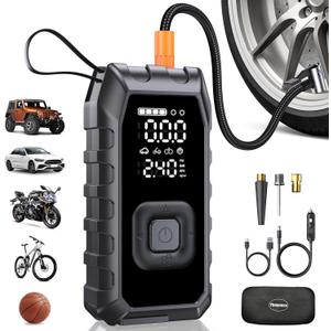 Tire Inflator Portable Air Compressor, 2X Faster Inflation Cordless Air Compressor, 20000mAh & 180PSI & Dual Cylinder, Electric Air Pump for Heavy-duty Vehicles, Car, Motorcycle, Bike, Ball (P235-09)