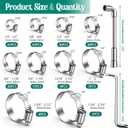 Dianrui 222 PCS Hose Clamp Assortment 1/4"-2-3//4"(6-70mm) 304 Stainless Steel Hose Clamp Kit, Worm Gear Hose Clamps Heavy Duty for Plumbing/Tube/Automotive/Marine with Screwdrivers-10 Size