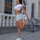 Athletic Shorts for Women Running Shorts with Liner, Quick Dry Active Workout Gym Shorts with Pockets 2.5 Inch (Blue, L)