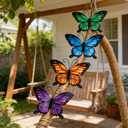 hogardeck Metal Butterfly Wall Decor, 4 PCS Multicolor Butterfly Spring Decor for Indoor Outdoor, Decorative Hanging Wall Art for Kitchen, Living Room, Porch, Garden, Yard
