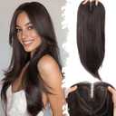 Eawwii Dark Brown Synthetic Hair Toppers for Women with Thinning 5x6 inch Large Base Coverage Clip in Wispy Bangs Upgraded Adjustable Bandage 24 Inch Long Layered