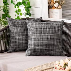 MIULEE Outdoor Waterproof Throw Pillow Covers Decorative Farmhouse Water Resistant Cushion Covers for Tent Patio Garden Couch Sofa Pack of 2, 16x16 Inch 