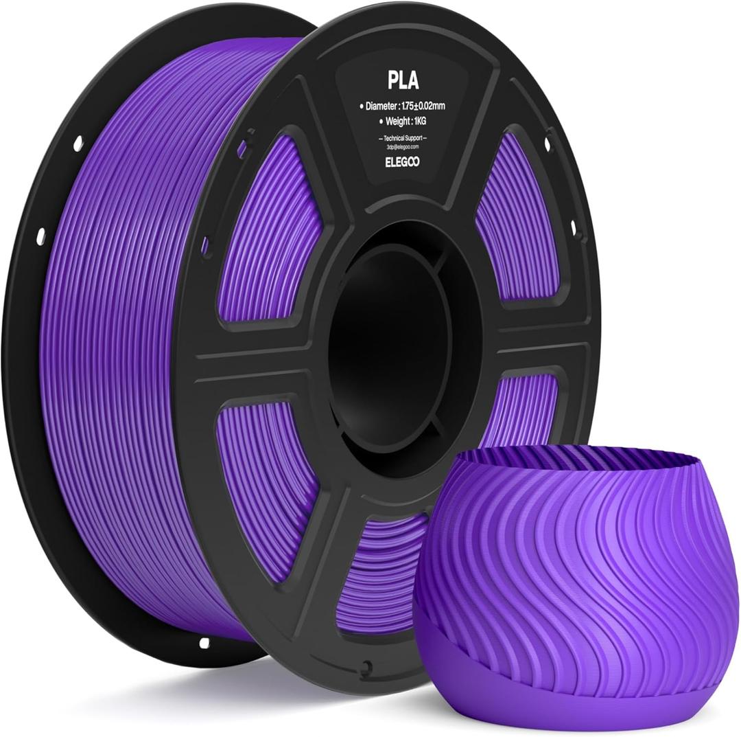 ELEGOO PLA Filament 1.75mm Purple 1KG, 3D Printer Filament Dimensional Accuracy +/- 0.02mm, 1kg Spool(2.2lbs) Fit Most FDM 3D Printers