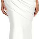 Memoriesea Women's Sexy One Shoulder Asymmetrical Pleated Formal Evening Gown Maxi Dress, Medium, White