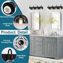 Dpyrrhic Industrial Bathroom Vanity Light 4-Light Bathroom Lights Over Mirror with Clear Glass Globe Shade and Metal Base, Matte Black Bathroom Vanity Light Fixture