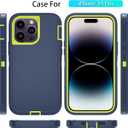 Phone Case for iPhone 14 Pro Case with HD Screen Protector, Heavy Duty Shockproof & DustProof & Dropproof 3-Layer Cover Phone Case for iPhone 14 Pro (6.1'') (DarkBlueGreen)