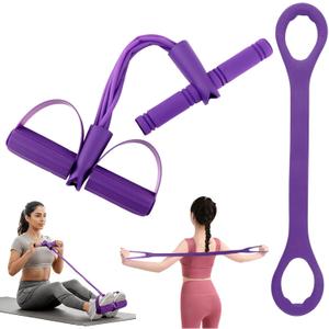 Fitness Resistance Bands- 6 Tube Pedal Ankle Puller with Handle & Tensile Rope for Exercise Sit Up Exercise Equipment Elastic Home Gym Equipment for Women Men