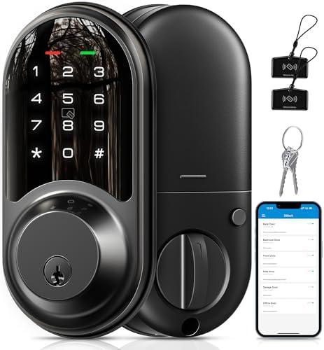 Veise RZ06 Smart Lock for Front Door with App Control, Keyless Entry, Electronic Digital Deadbolt with Touchscreen Keypad Set, Smart Deadbolt, Auto Lock, Easy Installation, Matte Black