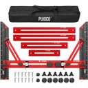 Stair Tread Template Tool, Stair Measuring Tool with Triangular Structure Brace and Edge Flip Stops, 8-72 in Solid Aluminum Alloy Stair Tread Jig for Accurately Measuring Stairs (Red) (LTC-Red Black)