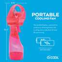 O2COOL Deluxe Handheld Battery Powered Water Misting Fan (Pink)