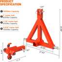 3 Point Hitch 2" Receiver with Towing Ball Hitch and Hook Heavy Duty Tractor Drawbar for Category 1 Tractor, Compatible with BX, Kubota, John Deere, NorTrac, Kioti, Yanmar