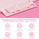 Foldable Bluetooth Keyboard with UV Printing Technology Rechargeable Keyboards,Compact Wireless Travel Keyboards for iPad, Smartphone, Tablet and Laptop - Z1 Pink Colorful