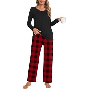 Anymiss Womens Spring Pajama Sets Winter Long Sleeve Lounge Sleepwear with Pockets Size Medium 