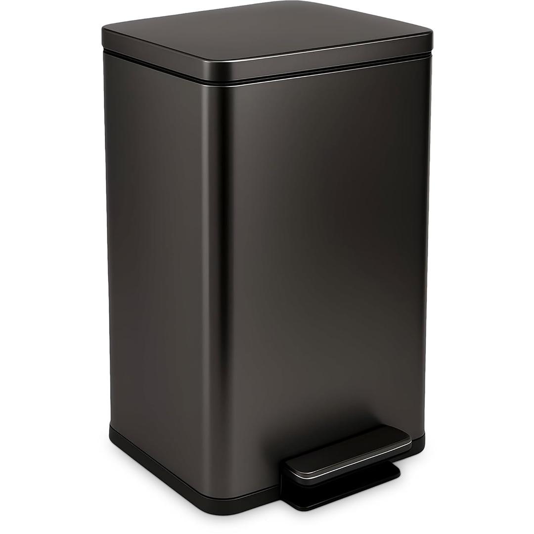 Simpli-Magic 13.2 Gallon (50L) Step Trash Can Kitchen Garbage Can with Slow-Close Lid Odor Control, Hands-Free, Easy to Clean, Brushed Stainless Steel