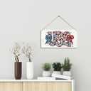 Bow 4th of July Decor Patriotic Decor Front Door Sign for Memorial Day Independence Day Office Home Porch Bedroom Outdoor Wall Hanging Decoration