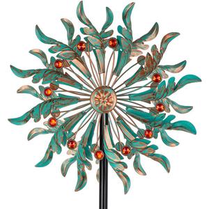 DREAMSOUL 13" Dia Wind Spinners Outdoor with 5 Prong Stakes, Kinetic Wind Spinner Metal Spinners for Yard and Garden