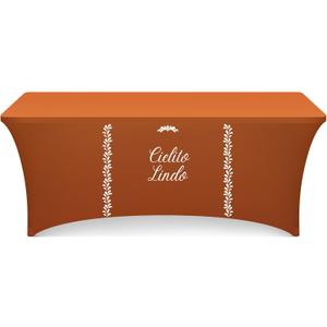 Oudain 6ft Cielito Lindo Party Decoration Tablecloth Fitted Stretch Spandex Table Cover for Standard Folding Table Mexican Terracotta Fiesta Tablecloth Cinco De Mayo Wedding Birthday Decor (Terracotta)