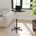 Flash Furniture Eve Sit to Stand Mobile Laptop Desk/Speaker's Lectern with Wheels, Modern Height-Adjustable Portable Standing Computer Desk, Black, Set of 1