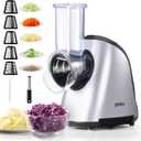 Ganiza 5-in-1 Electric Cheese Grater for Kitchen, Max 250W Cheese Shredder, 5 Changeable Blades Salad Shooter, Slicer Electric for Cheese/Veggies/Salad with an Extra Zester grater