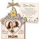 3 x Mom Picture Frame Gifts from Daughter Son – Wooden Photo Frame Ornament with Sentimental Card, Car Photo Holder Decoration – Mother’s Day & Birthday Gifts for Mom, Bonus Step Mama
