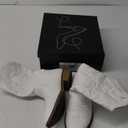 mysoft Women's Western Cowboy Boots Embroidered Mid-Calf Pointed Toe Cowgirl Boot White 6.5