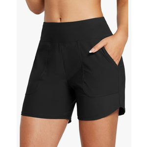 baleaf Women's 3"/5"/ 7" High Waisted Swim Board Shorts Quick Dry Swimsuits Bottoms Trunks with Pockets, L