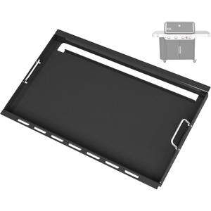 Full Size Griddle Insert for Weber Genesis II 400 Series Gas Grills, 6789 Flat Top Grill Griddle with Handles for Weber GS4 Genesis II E410 Genesis II LX 440 Series Gas Grill, Carbon steel, Black (33" x 18.7" x 3")