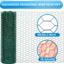 48'' x 50' Green Chicken Wire Fencing, 1 inch Chicken Wire and 19 Gauge Poultry Netting, Garden Mesh Fence Roll for Floral Arrangements/Crafts/Farm/Livestock/Pet Protection
