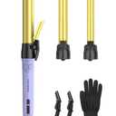 Rotating Curling Iron 2 in 1 Set, Automatic Curling Wand with 3 Interchangeable Ceramic Barrels(0.75" - 1.25"), Instant Heating Hair Culer with 5 Adjustable Temp, One More Head Not Included