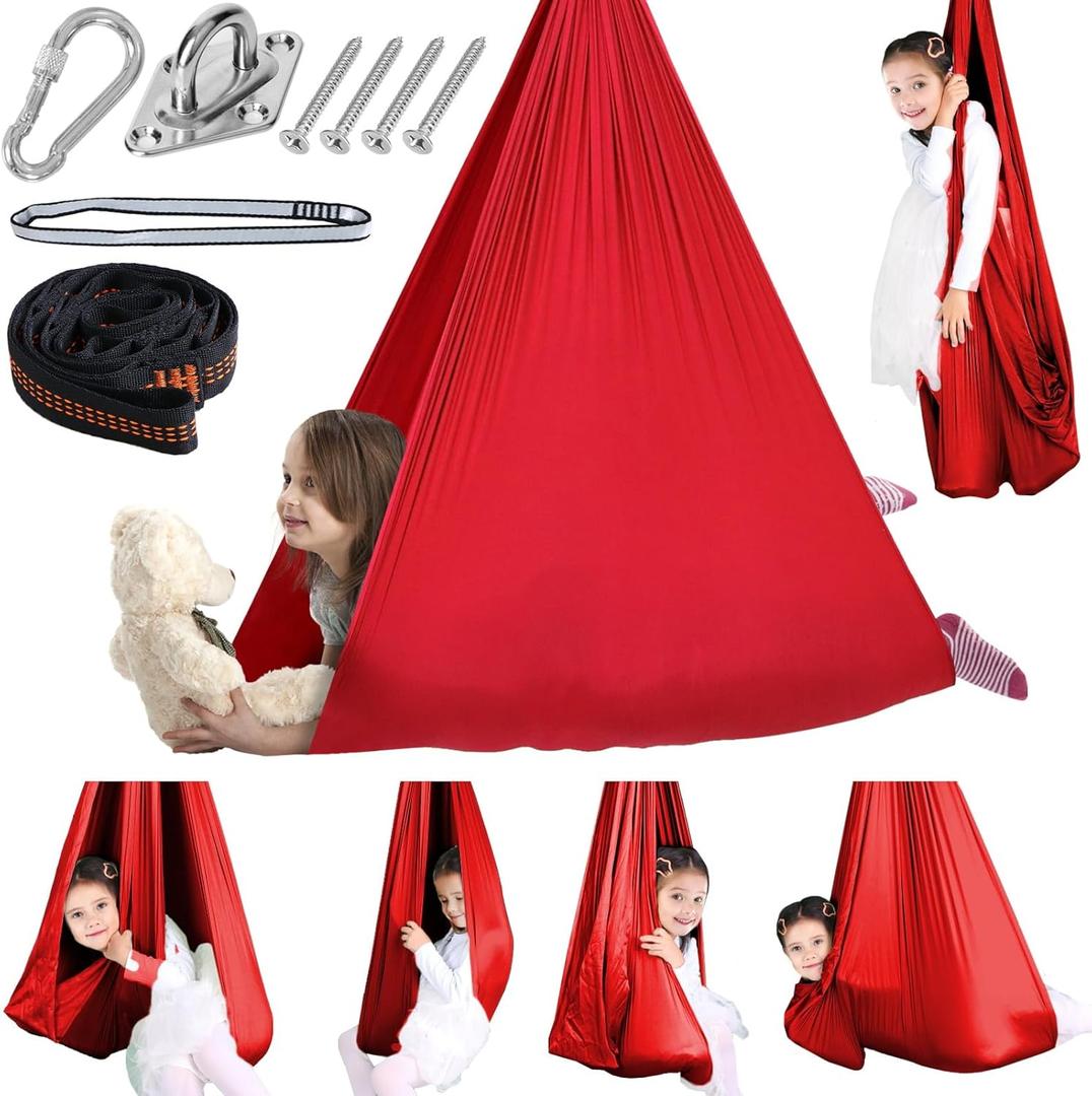 Chihee Sensory Swing Therapy Swing Hammock Indoor Outdoor for Kids, Hardware Included, Soft Breathable Nylon Cuddle Swing Joy Hammock for Child Adult with Autism, ADHD, Aspergers, Sensory Integration