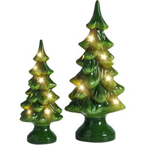 Yinns Christmas Decor 2 Pack Ceramic Christmas Tree Christmas Tree Light Up Tabletop Decor for Xmas Decoration Indoor Home Party Supplies
