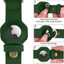 AirTag Dog Collar - Genuine Leather Dog Collar with Apple AirTag Holder and Metal Buckle - Smart GPS Tracking Pet Collars (Dark Green, M, 14"-18" Neck Fit)