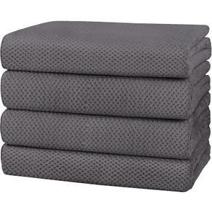 HOMEXCEL Bath Towel Set Pack of 4, 30 x 60 Inches Large Microfiber Bath Towels, Soft, Absorbent, and Quick Dry Towels for Bathroom, Pool, Beach, Swim, and Yoga, Large Bathroom Towels, Grey