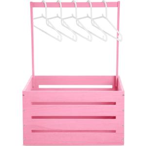 Suzile Wooden Baby Shower Crate Closet Wood Basket for Gifts with Handle Boy Girl Clothes Gender Reveal Storage Box for Newborn New Parent(Pink)