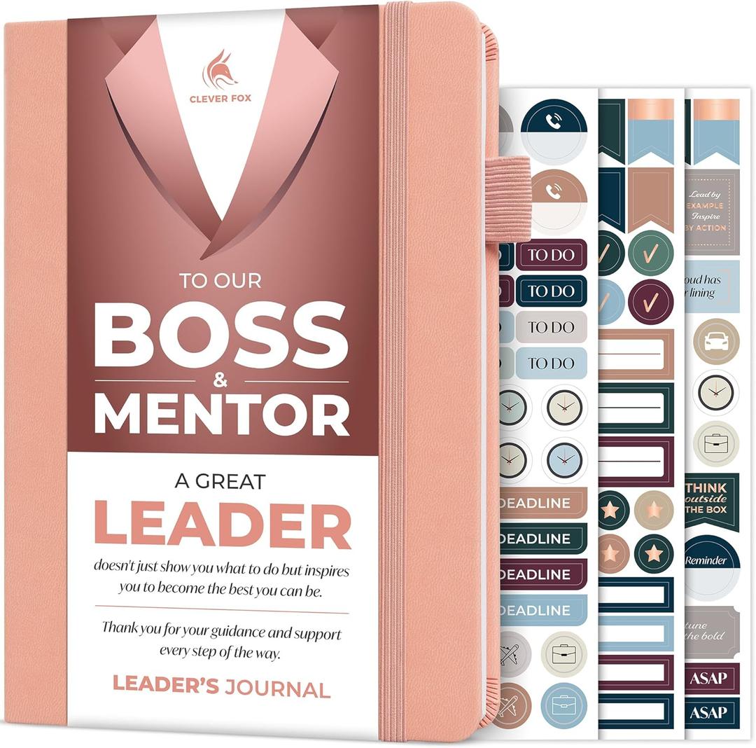 Clever Fox Leaders Journal  Professional Leadership Gift for Boss, Mentor & Manager  Business Leader Notebook for Men & Women (Light Pink)
