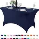 Spandex Table Cover for 4FT Table Universal Fitted Stretch Tablecloth for Party, Banquet, Wedding and Events-Navy