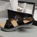 Jeossy Women's Platform Sandal Black 26 Comfort Buckle Strap Casual Wide Width, Size 8 