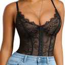 SHAPELLX Lace Bodysuit for Women Tummy Control Shapewear Backless Body Suits One Piece Body Shaper Thongs