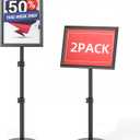 2Pack Sign Holder,8.5x11 inch Telescopic Adjustable Floor Sign Stand - Aluminum Openable Frame, 360 Rotatable, Suitable for Vertical and Horizontal Display - Perfect for Malls, Schools, Restaurants